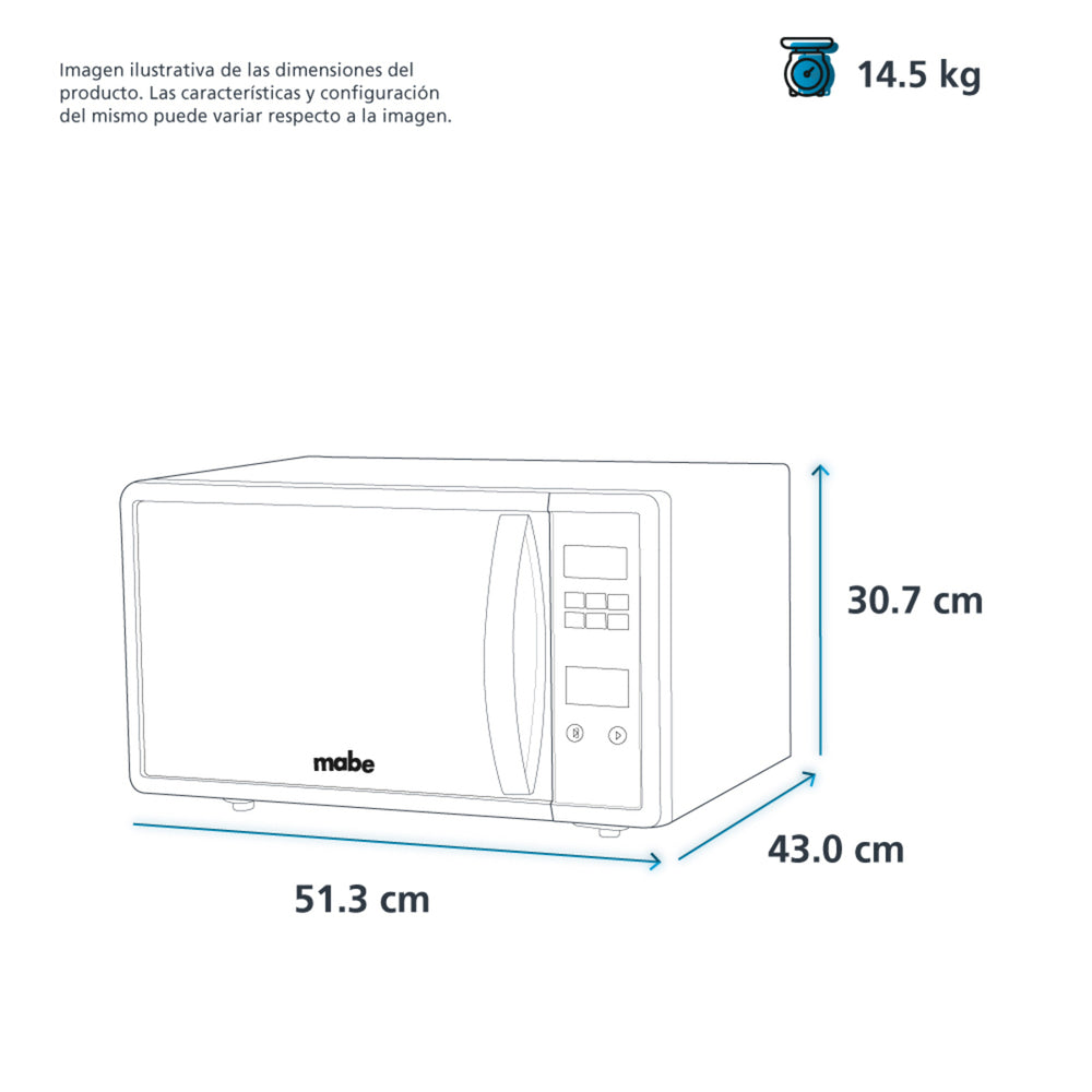 Microondas Mabe HMM111SEJ 1.1 pies Espejo Digital con Función ECO - Ekar de Gas