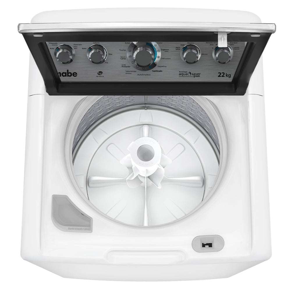 LAVADORA MABE AUT 22KG LMA72215WBAB1 BLANCO TAPA CRISTAL - Ekar de Gas