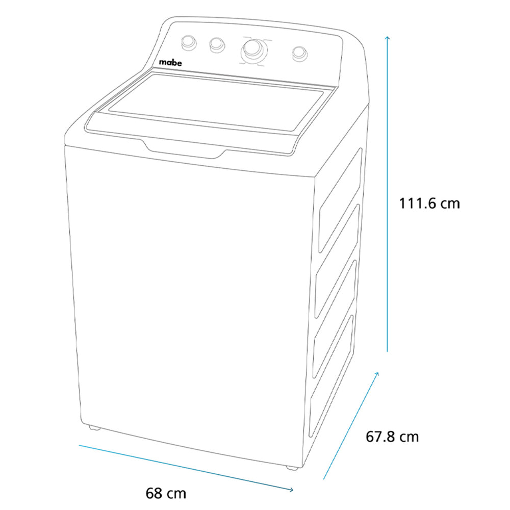 LAVADORA MABE AUT 22KG LMA72215WBAB1 BLANCO TAPA CRISTAL - Ekar de Gas