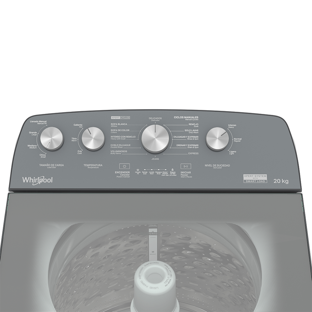 Lavadora Whirlpool Automática 20kg 8MWTW2024WJM Blanca con Tapa de Cristal Xpert System - Ekar de Gas