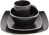 Vajilla Gibson Home Soho Lounge Mate 16 Piezas Negra Cuadrada - Ekar de Gas