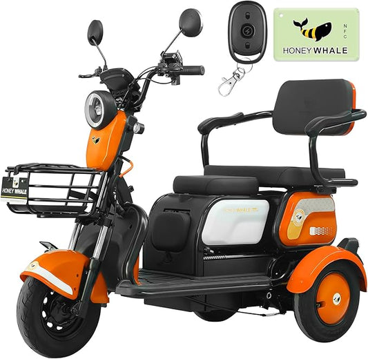 TRIMOTO HONEY WHALE V4 500-850W VEL MAX 30KM/H SOPORTE 200KG ALUMINIO - Ekar de Gas