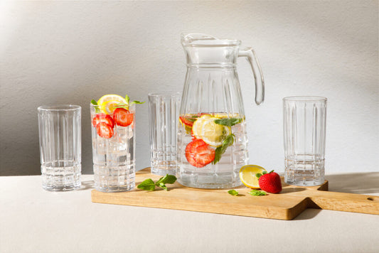 Jarra gibson home 130987.05 5piezas vasos cristal transparente