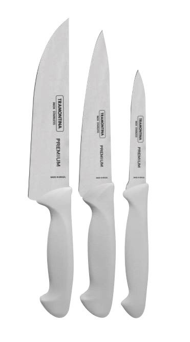 Cuchillo Tramontina 24499811 premium 4/6/7pulg blanco inox 3pzas - Ekar de Gas