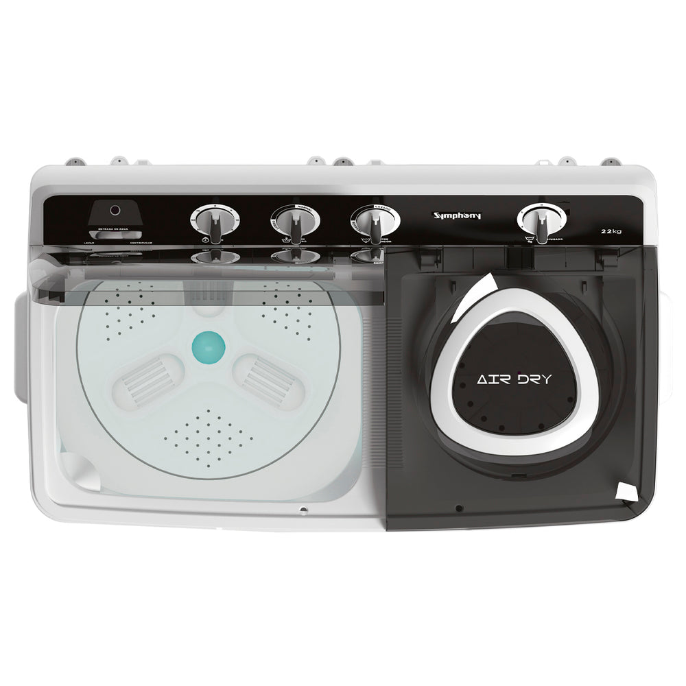 Lavadora Semi-Automática Symphony Dos Tinas 22kg SL22S Blanca con Timer y Doble Motor - Ekar de Gas