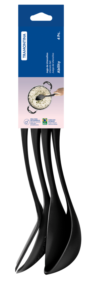 Utensilios Tramontina 25199001 ability 4 piezas nylon negro