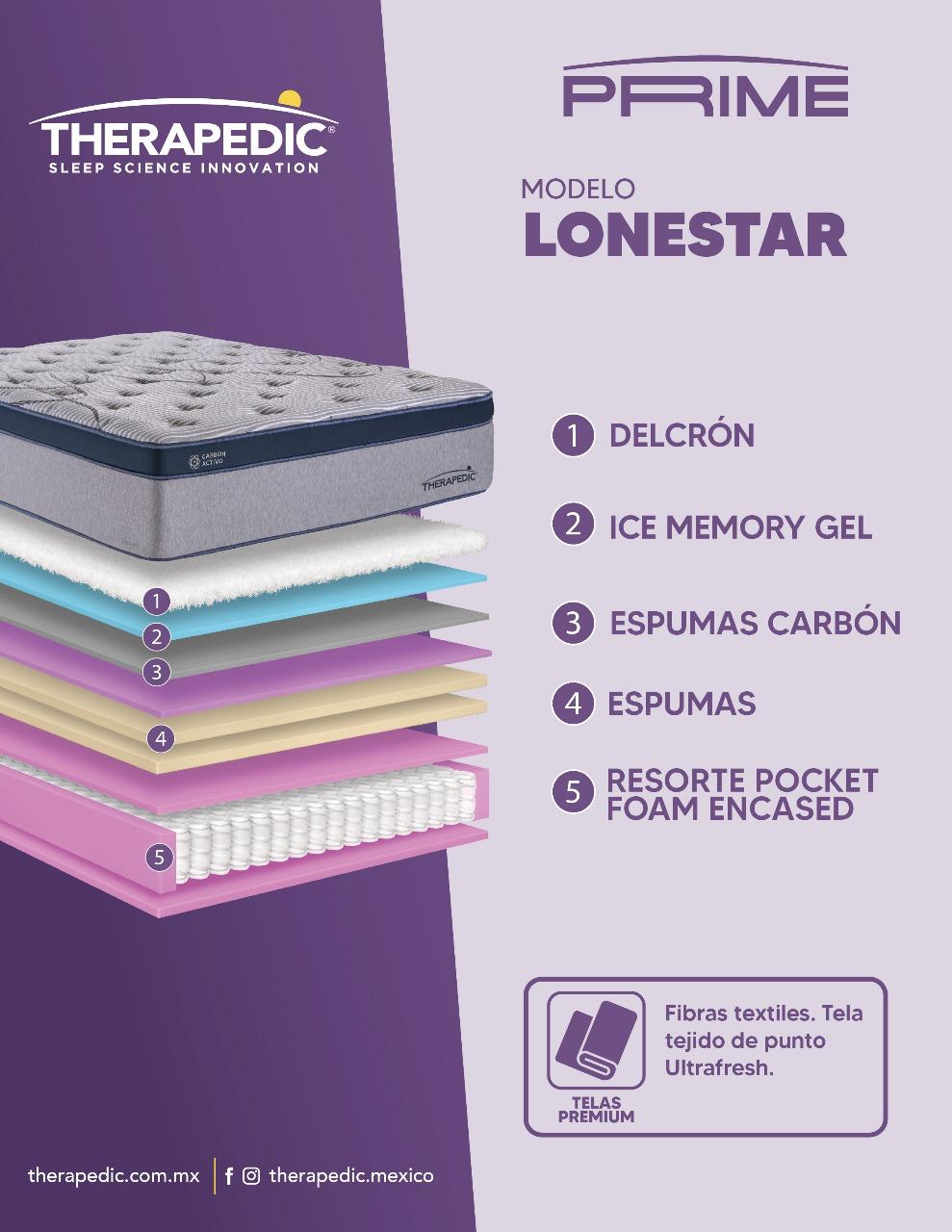 COLCHON THERAPEDIC LONE STAR INTERMEDIO - Ekar de Gas