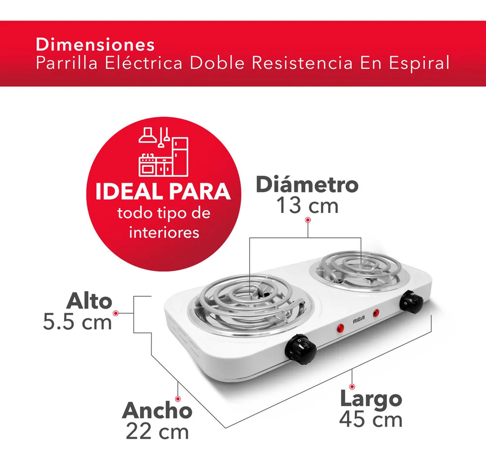 PARRILLA RCA RC2000A 2QUEMADORES BLANCO - Ekar de Gas