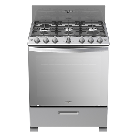 ESTUFA WHIRLPOOL WFR3400D PISO 30PULGADAS GRIS PARRILLAS HIERRO 2QUEMADORES SUPER