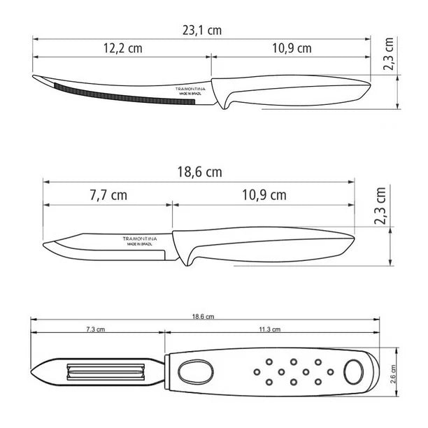 Cuchillo con pelador Tramontina 23498053 Plenus 3 pzas - Ekar de Gas