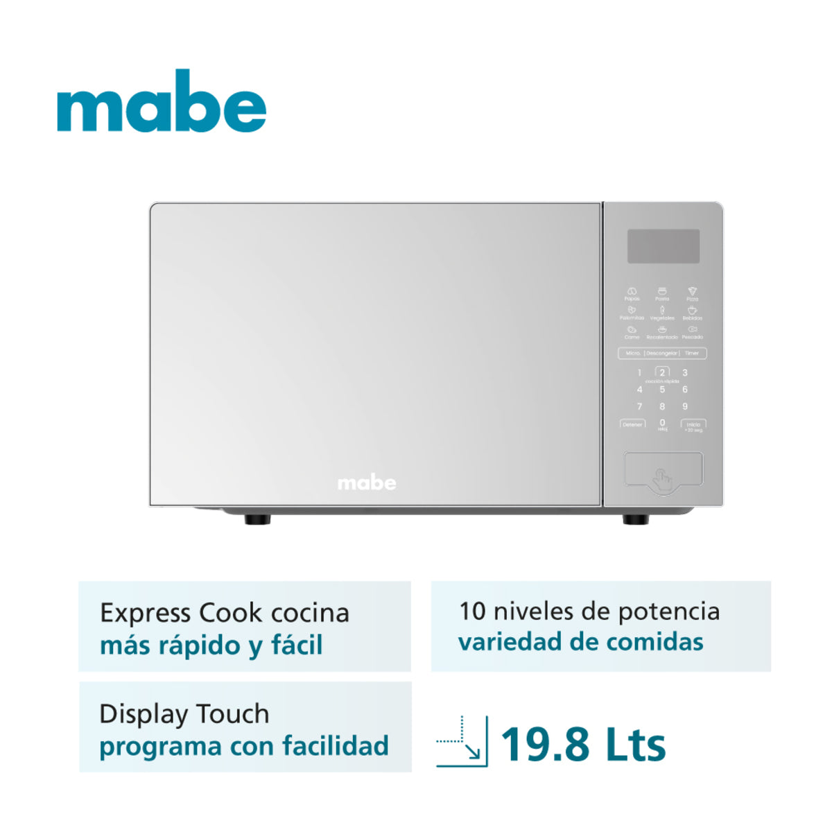Microondas Mabe HMM07SBW 0.7 pies Gris Espejo Digital 10 Niveles - Ekar de Gas