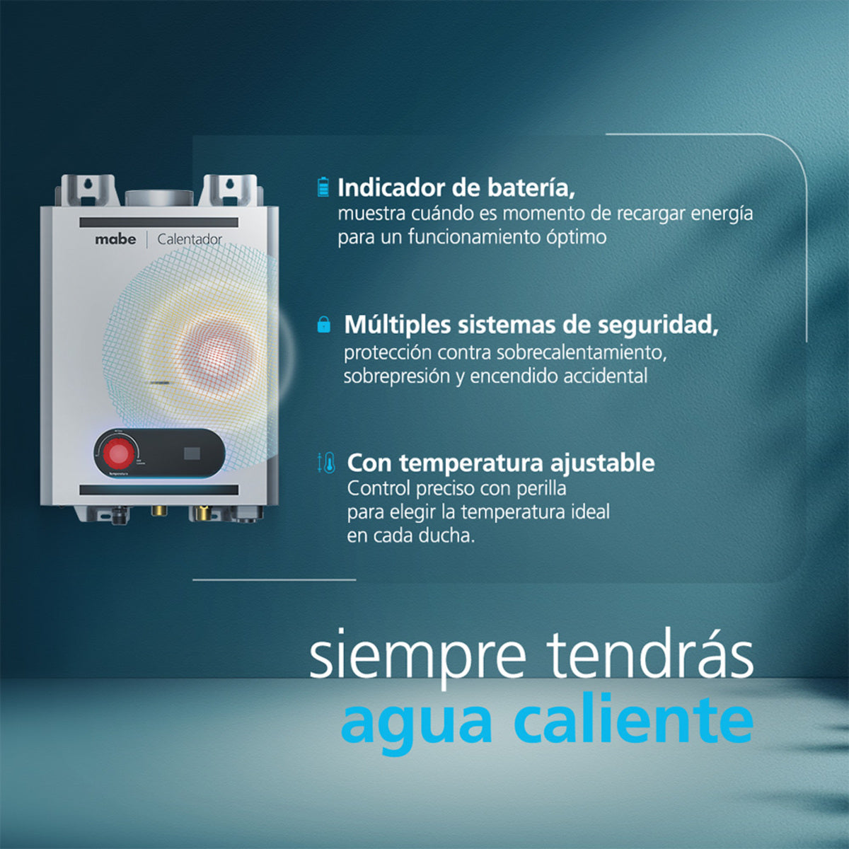 Calentador Instantáneo Mabe 6 L/min Gas LP 1 Servicio Silver CIM063SLP1 - Ekar de Gas