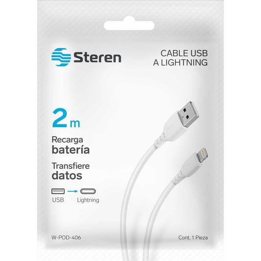 Cable Lightning a USB Steren 2m para iPhone W-POD-406 - Ekar de Gas