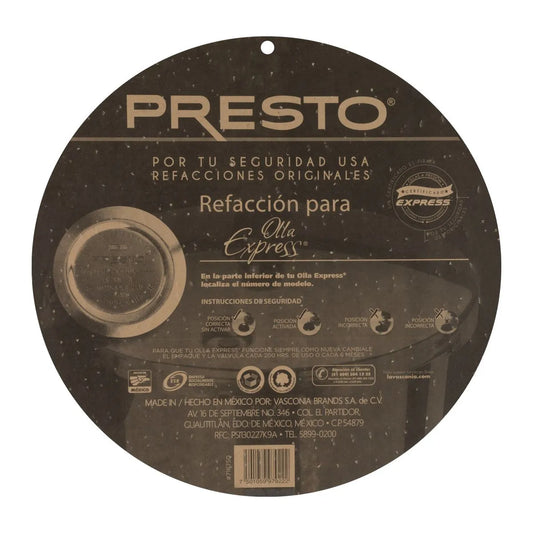 EMPAQUE PRESTO 79222 SEGURIDAD OLLA EXPRESS