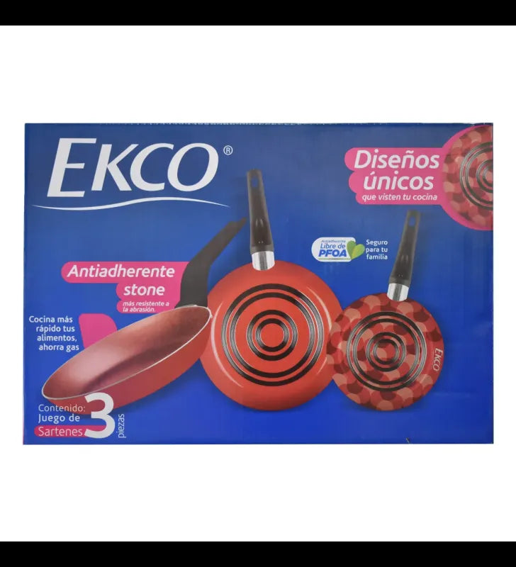 Sarten ekco 36034 3piezas 20/24/30cm 3mm rojo