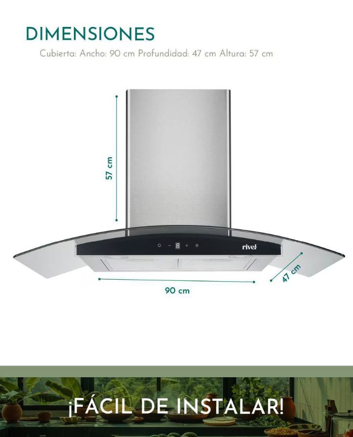 Campana de Pared Rivel CAMP-XCT90 90cm Acero Inoxidable - Ekar de Gas