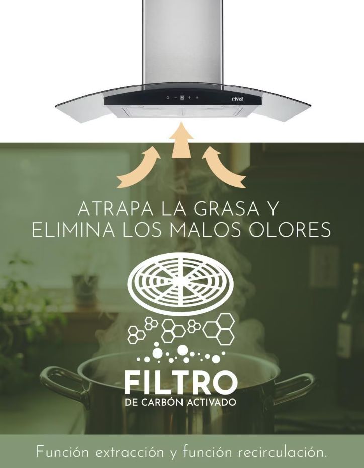 Campana de Pared Rivel CAMP-XCT90 90cm Acero Inoxidable - Ekar de Gas