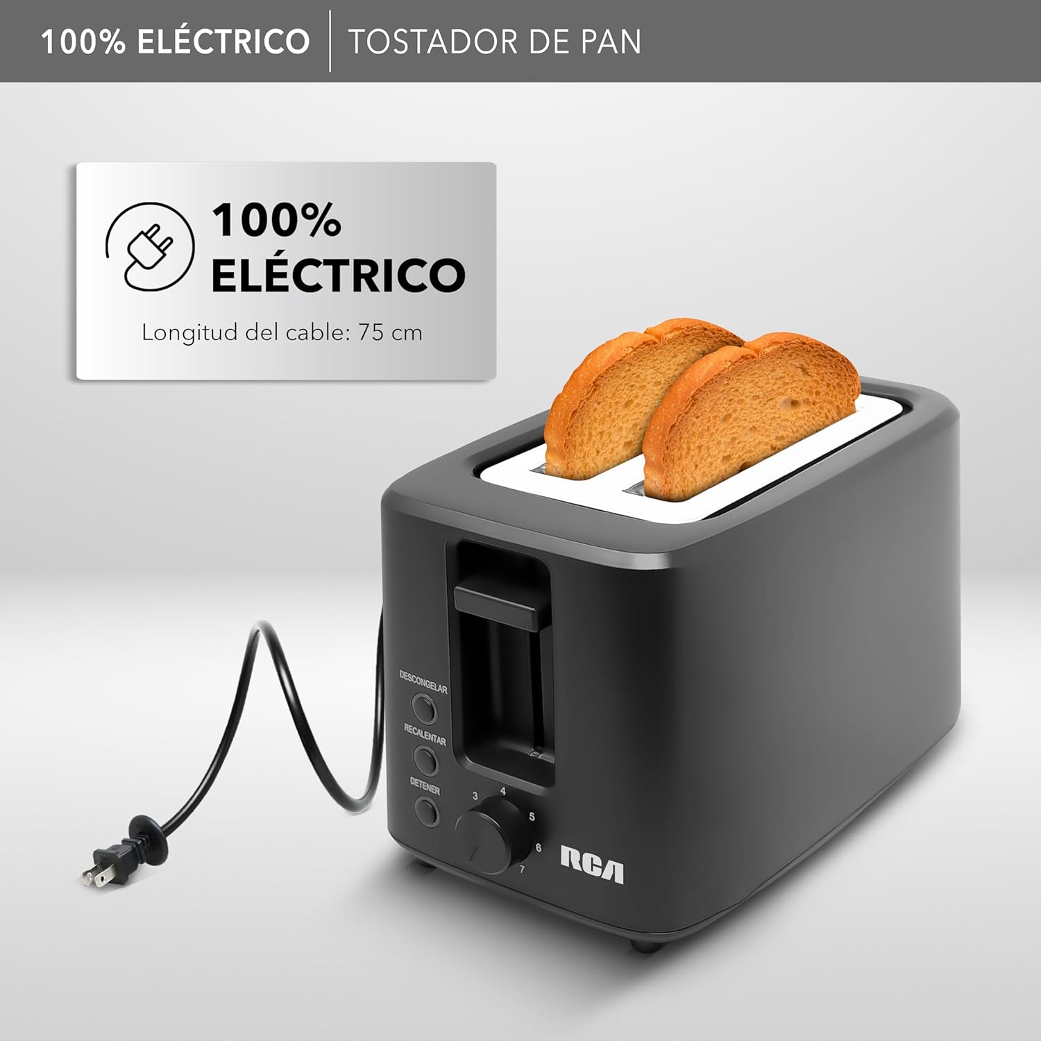 Tostador rca rc-t2 750w 2rebanadas 6niveles negro