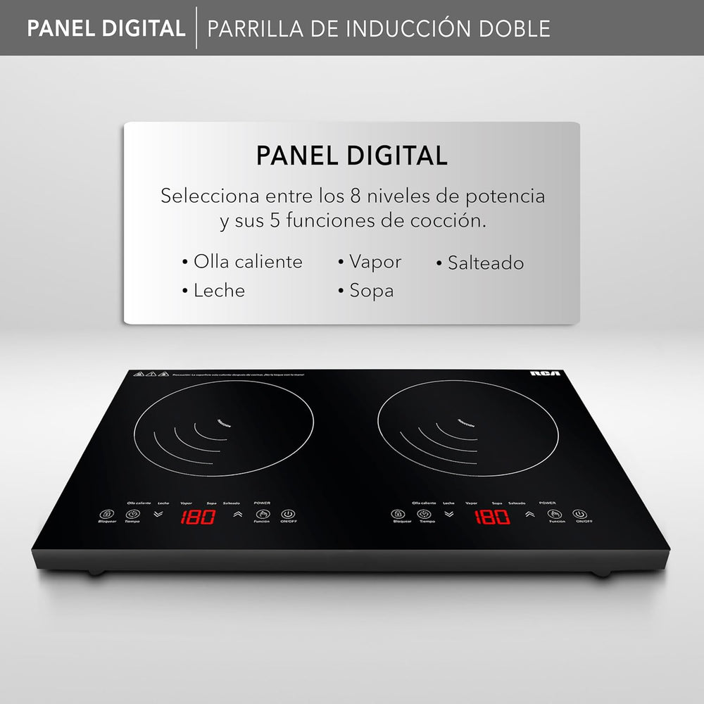 PARRILLA RCA RC-12A4 INDUCCIóN 2QUEMADORES 2000W 8NIVELES 5FUNCIONES - Ekar de Gas