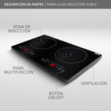 PARRILLA RCA RC-12A4 INDUCCIóN 2QUEMADORES 2000W 8NIVELES 5FUNCIONES - Ekar de Gas