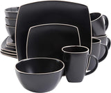 Vajilla Gibson Home Soho Lounge Mate 16 Piezas Negra Cuadrada - Ekar de Gas