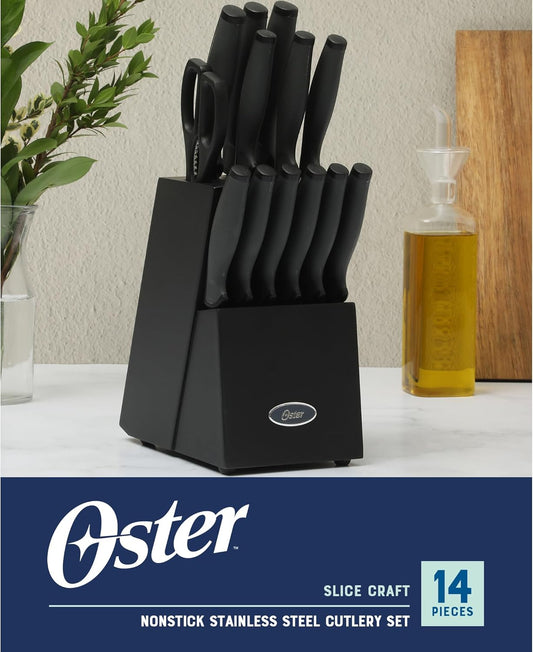 Cuchillo oster 142680.14 14piezas inox negro bloque madera