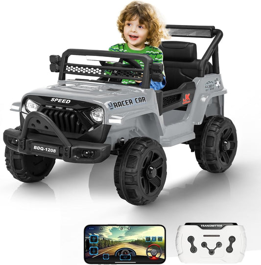 Carro Eléctrico Infantil Honey Whale BDQ-1208 con Control Remoto Gris