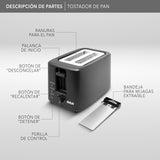 Tostador rca rc-t2 750w 2rebanadas 6niveles negro