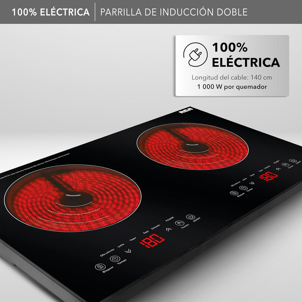PARRILLA RCA RC-12A4 INDUCCIóN 2QUEMADORES 2000W 8NIVELES 5FUNCIONES - Ekar de Gas
