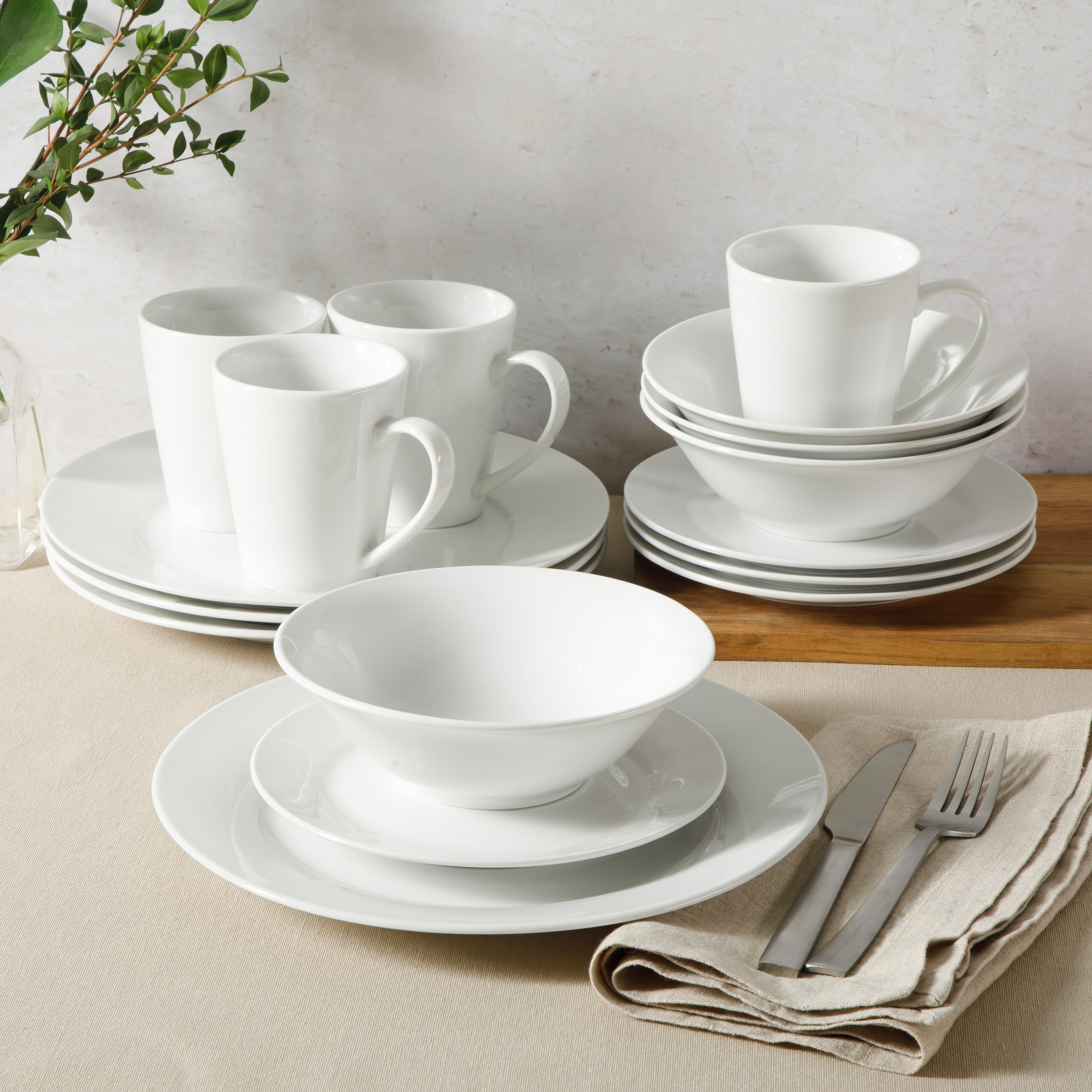 VAJILLA GIBSON_HOME 91776.16 16PIEZAS CERAMICA BLANCO - Ekar de Gas