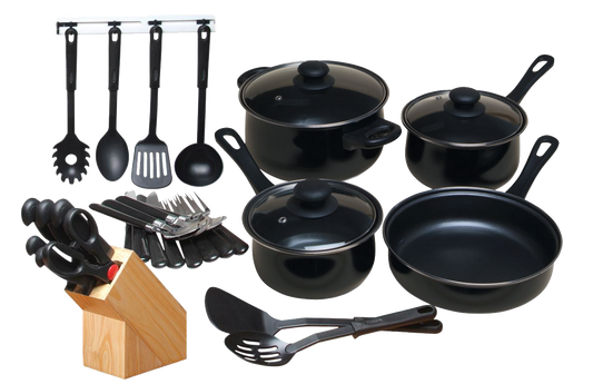 Baterí­a cuisine select 90599.32rm negro 32 piezas acero carbon