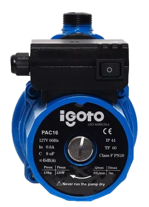 Bomba Igoto pac16 presurizadora 1/6hp 3servicios