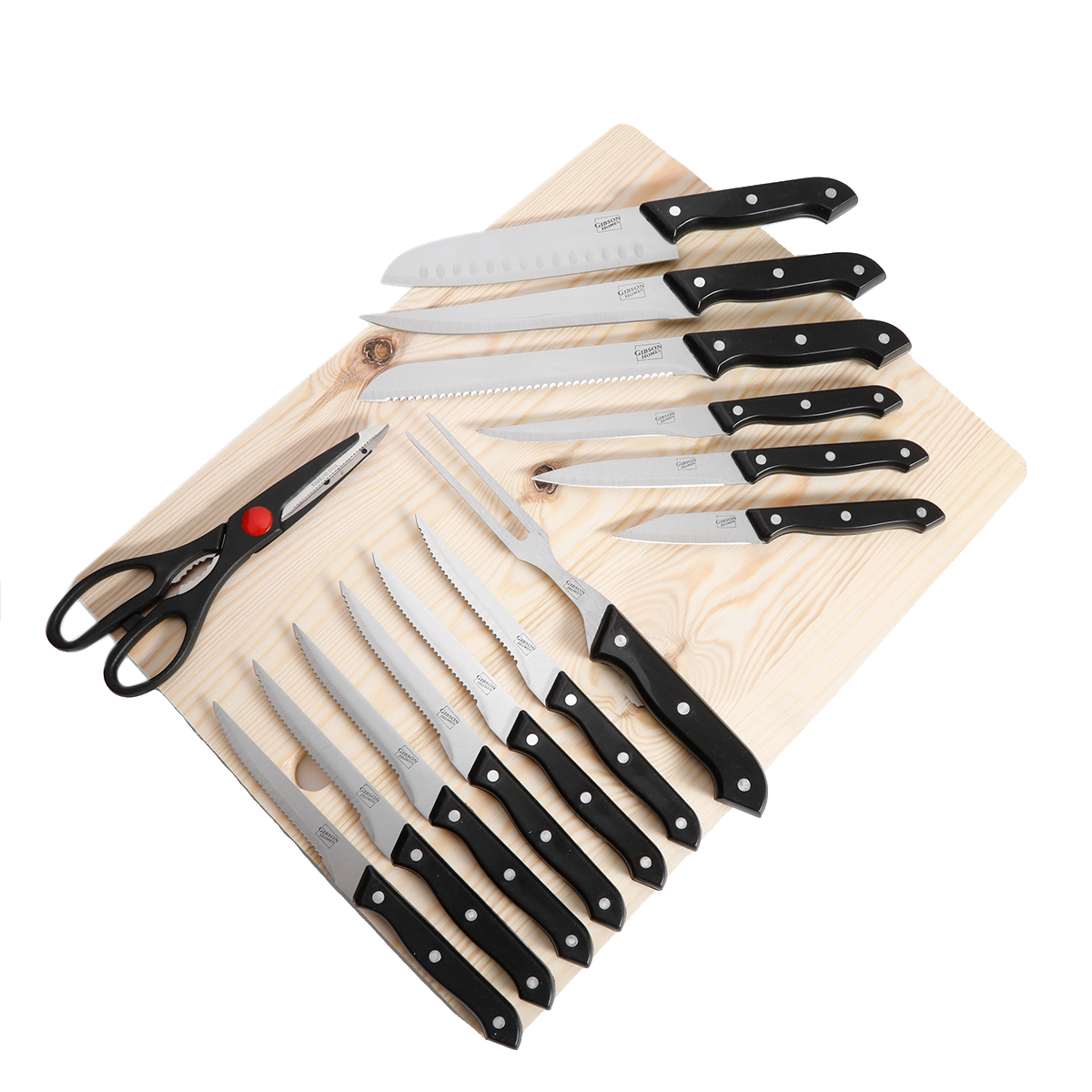 Cuchillo Gibson 12751415 15 piezas inox tabla madera