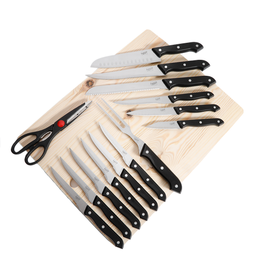 Cuchillo Gibson 12751415 15 piezas inox tabla madera