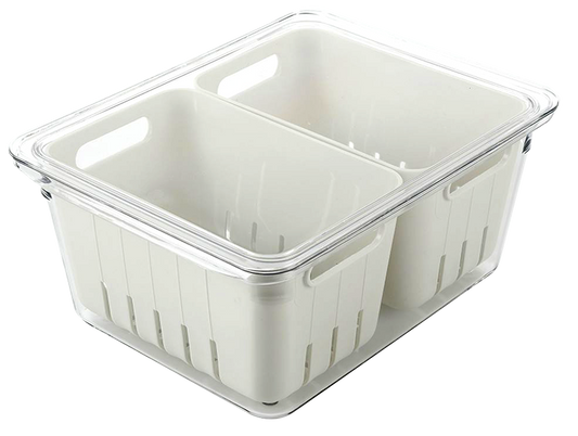 Contenedor martha stewart 128908.04 2 piezas rectangular c/tapa y cesta transparente