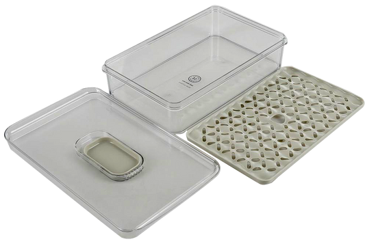 Contenedor martha stewart 128909.03 rectangular c/tapa y cesta transparente