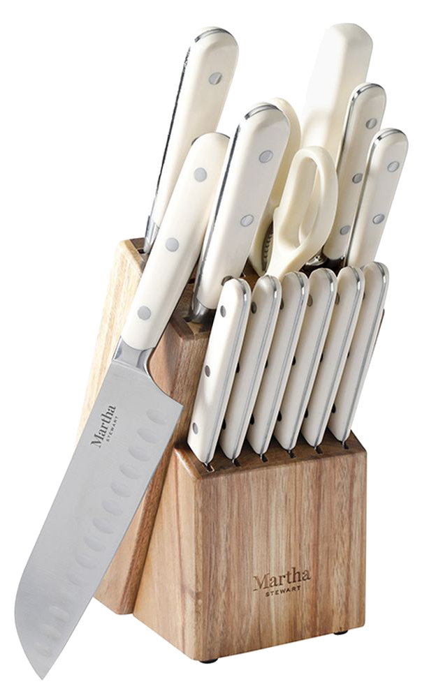 Cuchillo martha stewart 113011.14 14 piezas madera/inox blanco