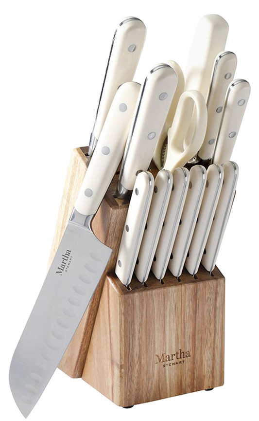 Cuchillo martha stewart 113011.14 14 piezas madera/inox blanco