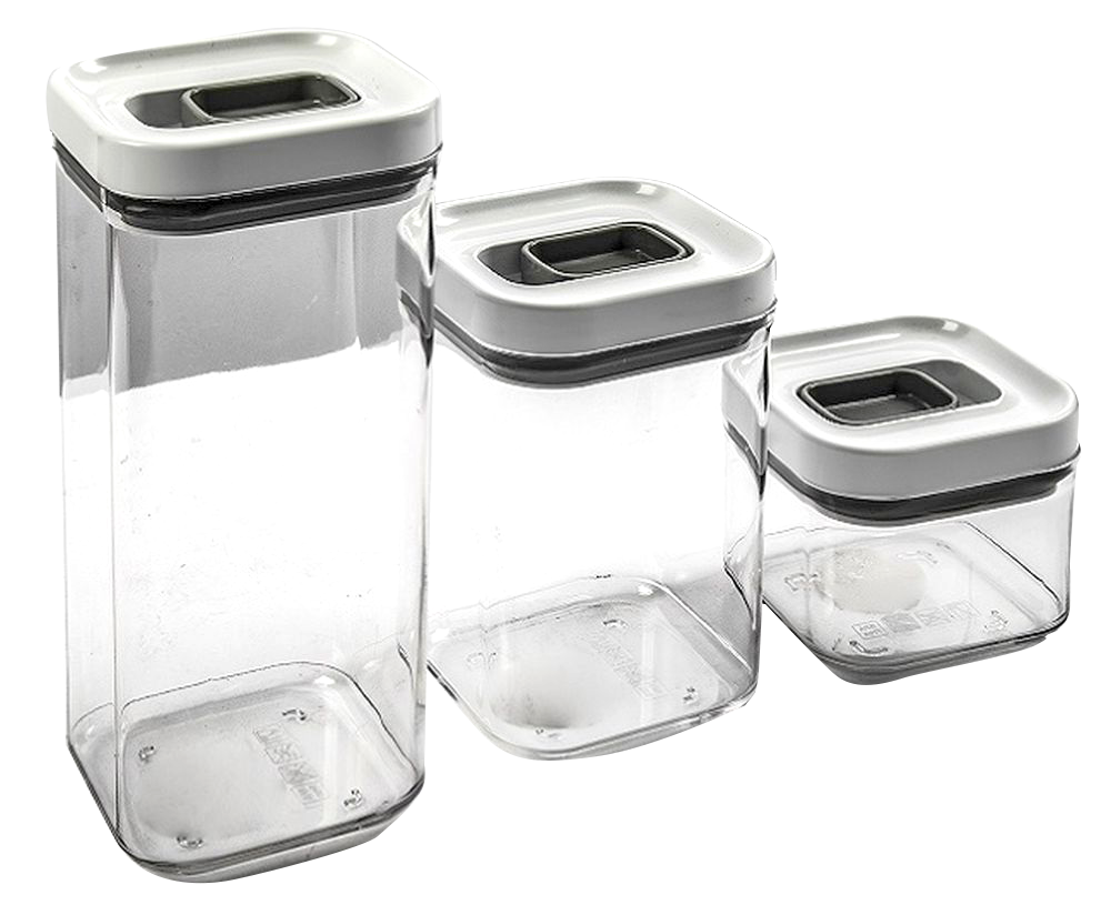 Contenedor martha stewart 136548.06 3piezas acrilico transparente c/tapa