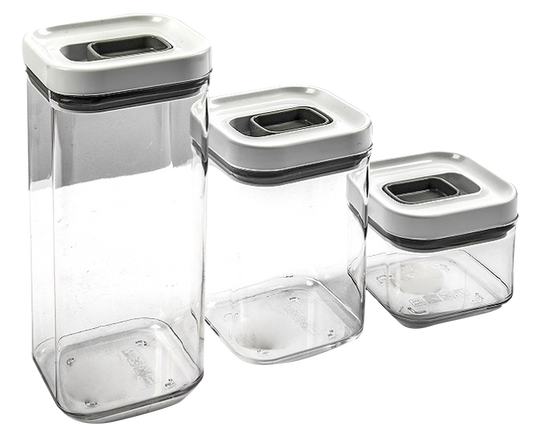 Contenedor martha stewart 136548.06 3piezas acrilico transparente c/tapa