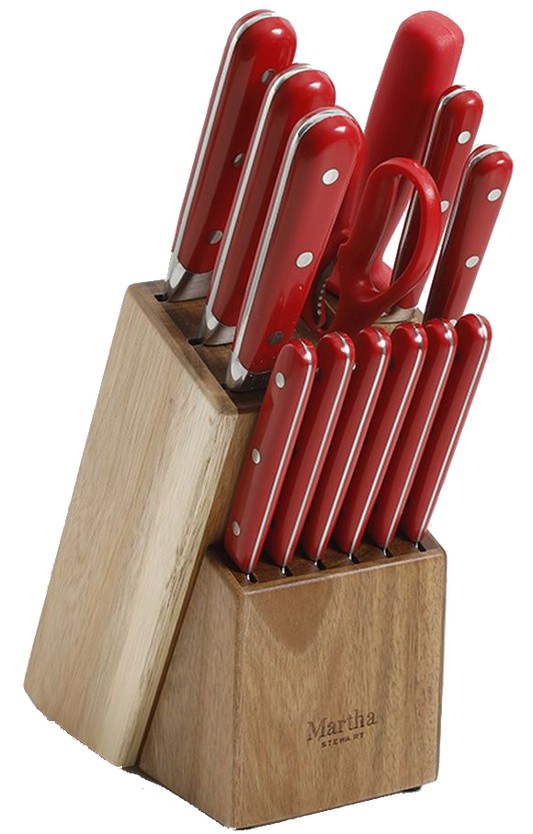 Cuchillo martha stewart 120049.14 14 piezas rojo inox/baquelita
