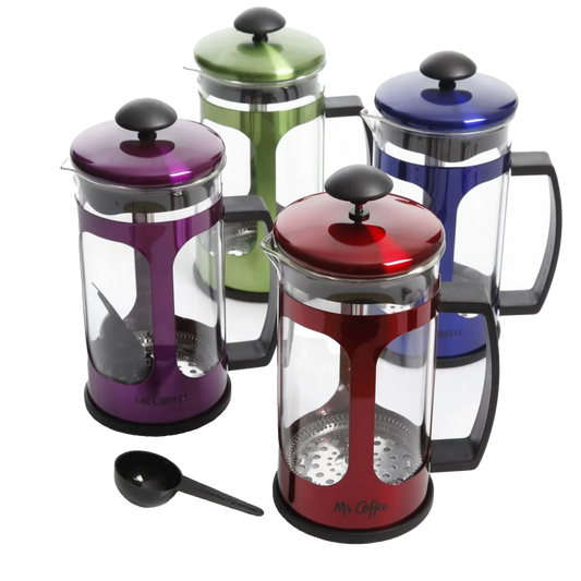 Cafetera mr coffee 91693.02 prensa francesa .890litros inox vidrio colores varios
