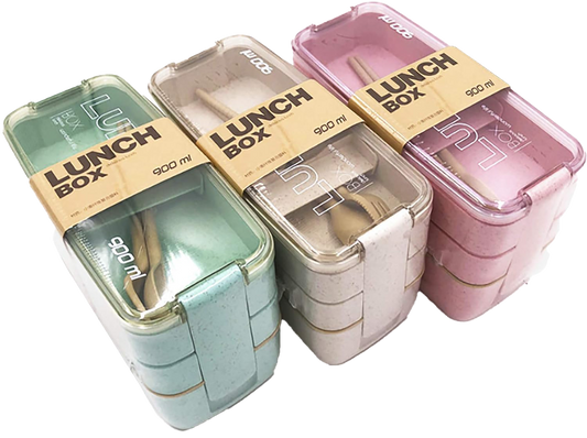 Contenedor Oe lunch box roi 3niveles 900ml colores varios