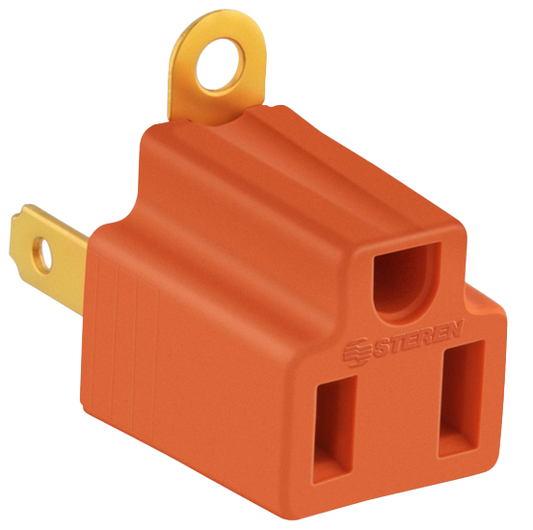 CLAVIJA STEREN 905-100 ADAPTADORA 3 A 2OJILLOS NARANJA