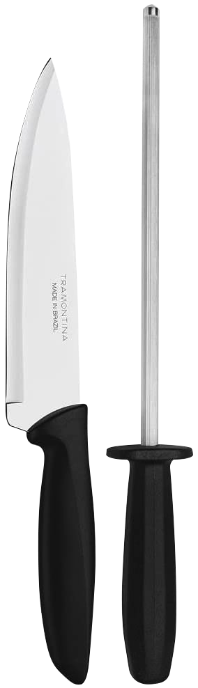 Cuchillo Tramontina 23498011 2pzas 7" afilador 8" negro