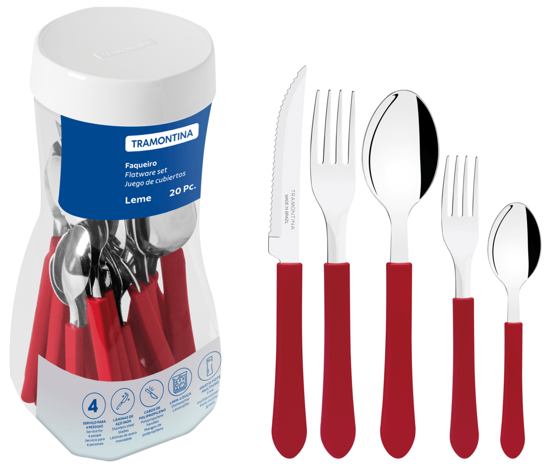 Cubierto Tramontina 23198718 leme 20piezas rojo