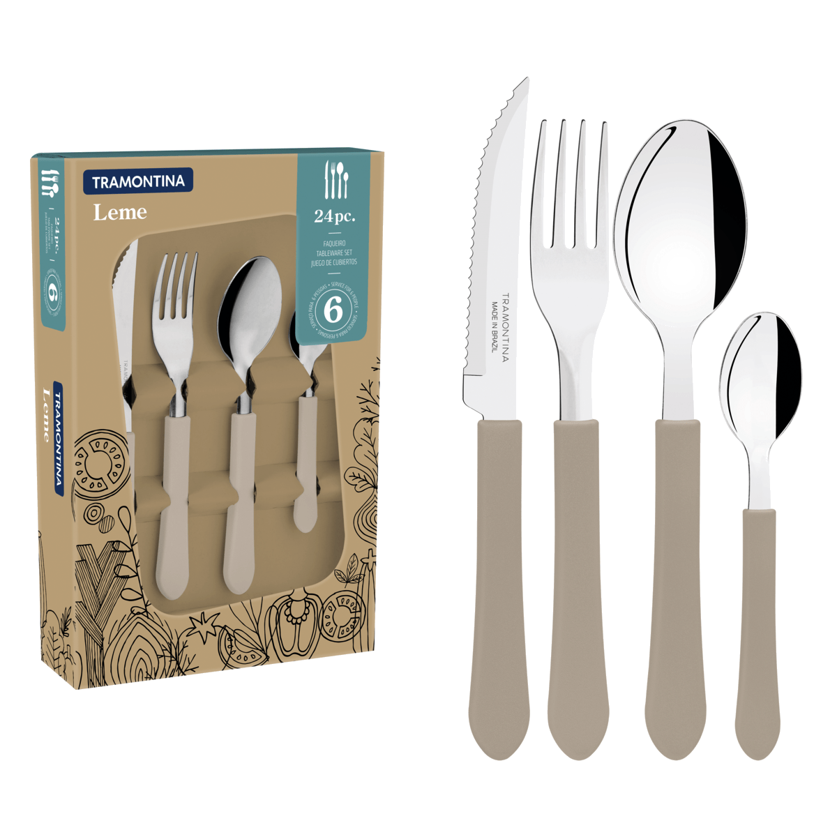 Cubierto tramotnina 23198734 leme 9 piezas rojo