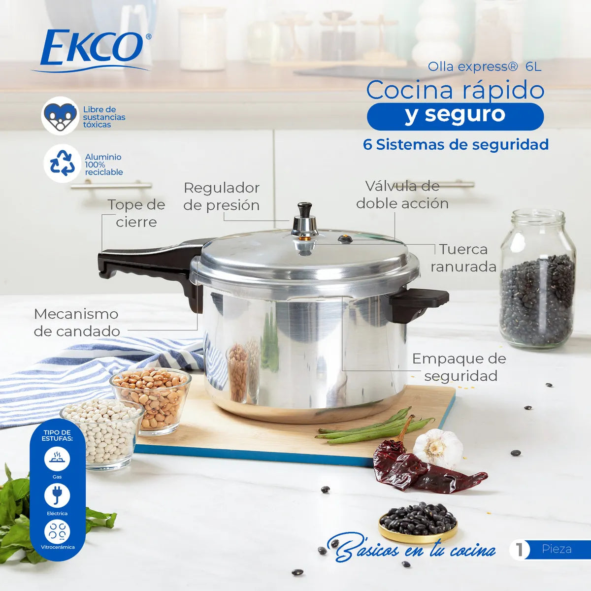 OLLA EXPRESS EKCO 6LT ALUMINO