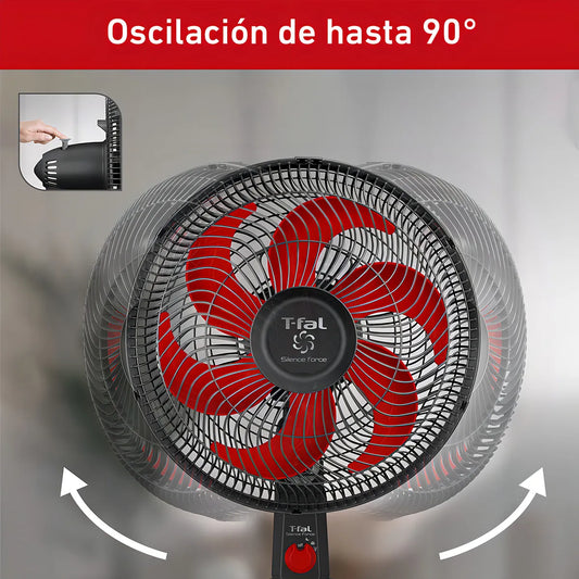 VENTILADOR T-FAL VE32A3X0 14"PULG MESA 2 EN 1 ROJO