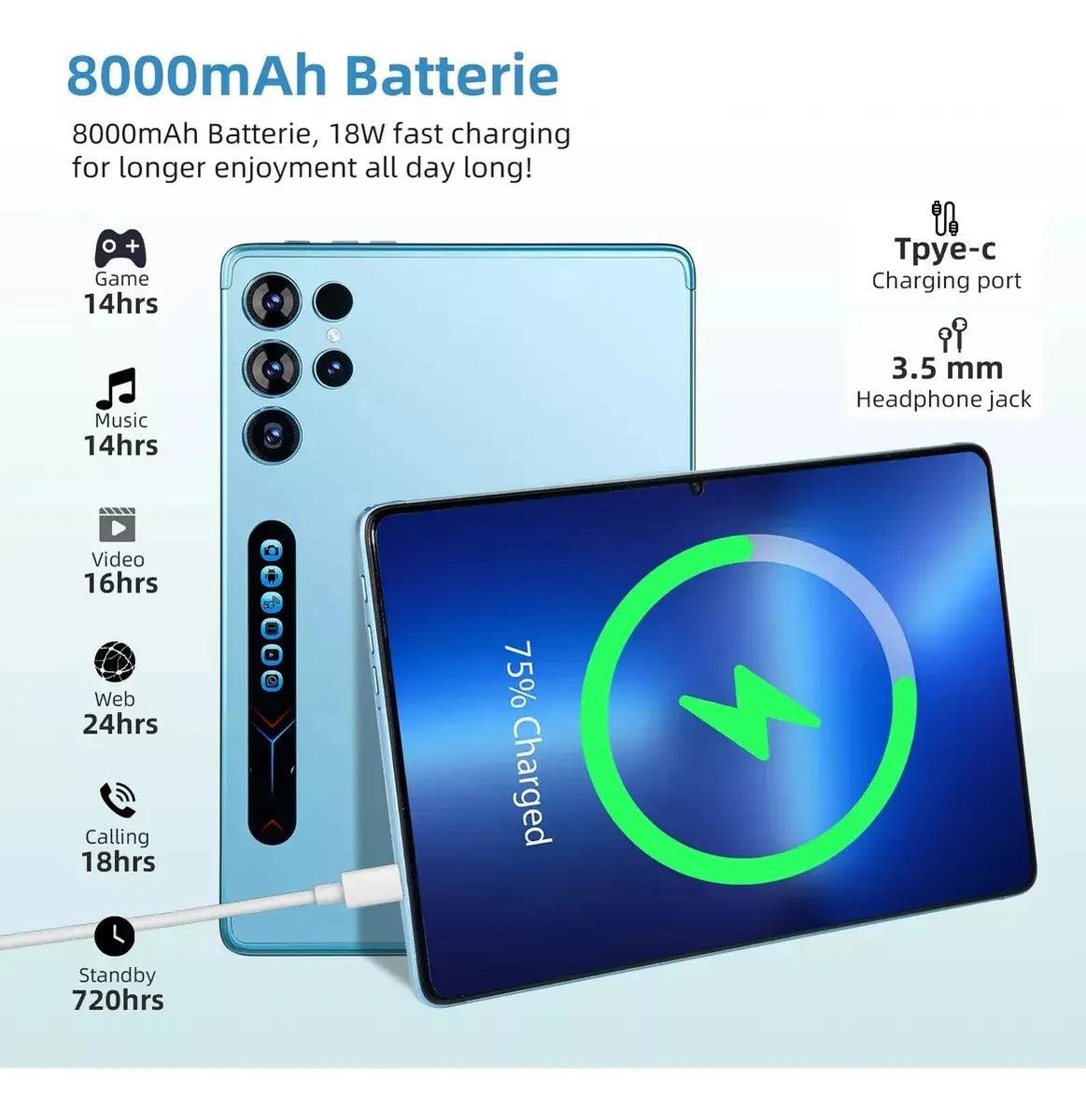 TABLET UMILIO S25 ULTRA 10.1 PULGADAS 12+128GB AZUL - Ekar de Gas